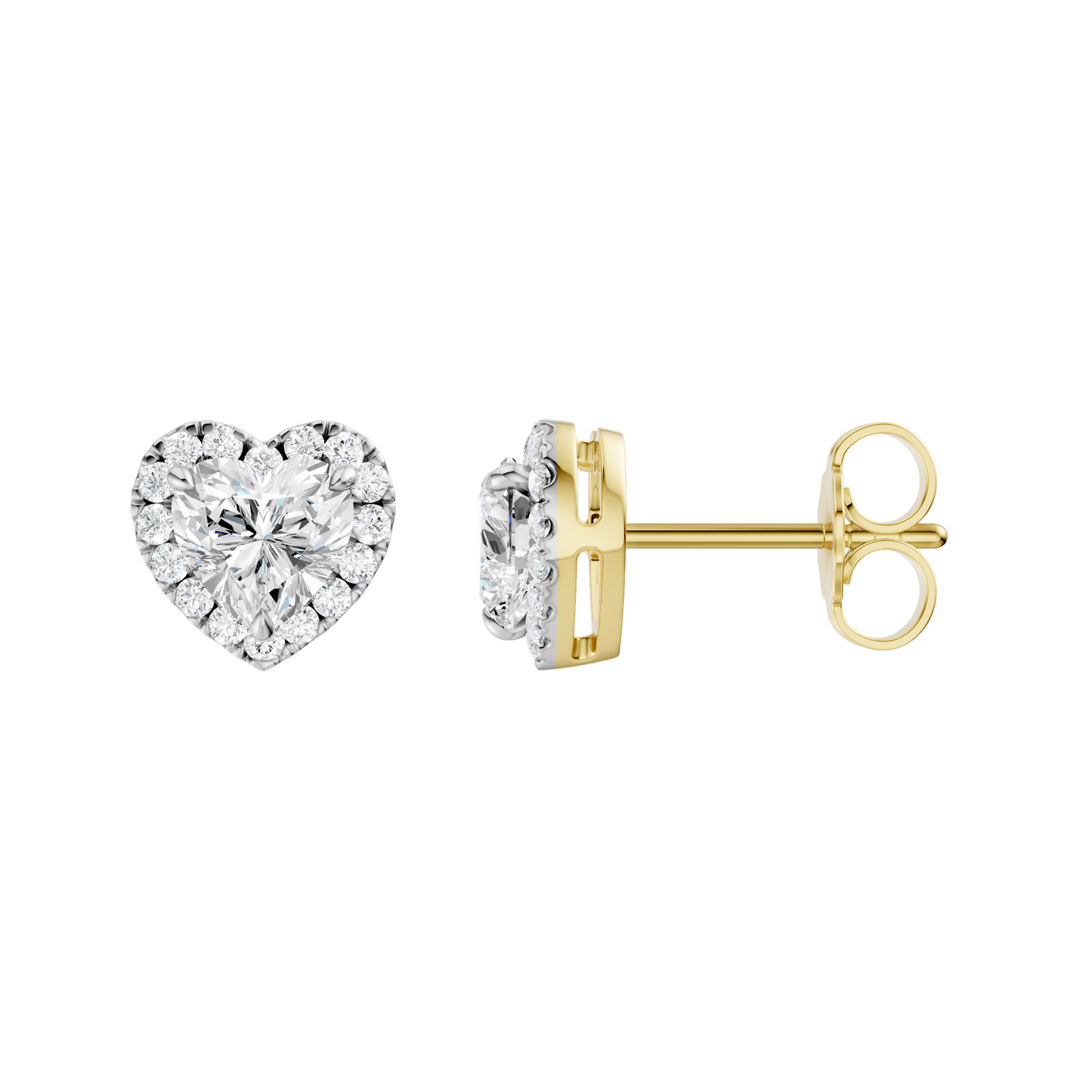 1.25ct Heart Certified Single Halo Lab Diamond Earring